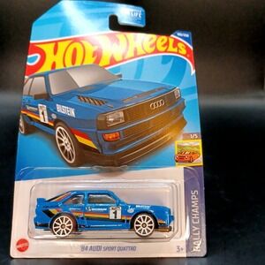 Hot Wheels Car 84 Audi Sport Quattro Blue Rally Champs 180/250